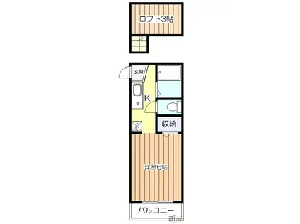 ローレル東大和(1K/2階)の間取り写真