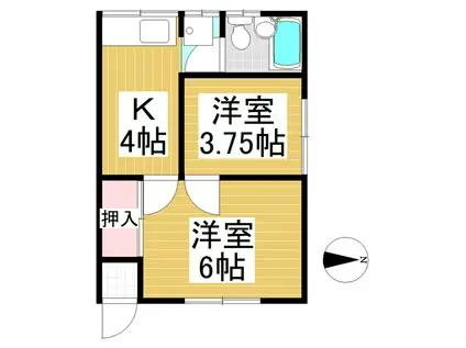 ラセーヌ中央(2K/1階)の間取り写真