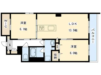 シャーメゾン ウィステリアカーサ(2LDK/2階)の間取り写真