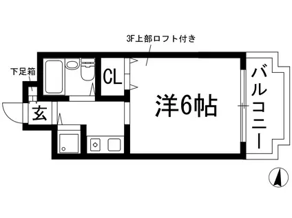 プレステージ住吉(1K/3階)の間取り写真