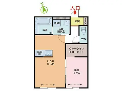 フィロソフィア(1LDK/2階)の間取り写真