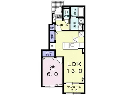 エアリー・ガーデン(1LDK/1階)の間取り写真