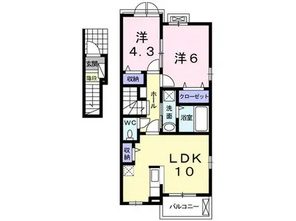 ブライト コート C(2LDK/2階)の間取り写真