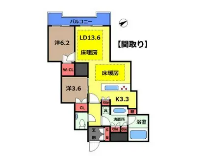 TOMIHISA CROSS コンフォートタワー(2LDK/33階)の間取り写真