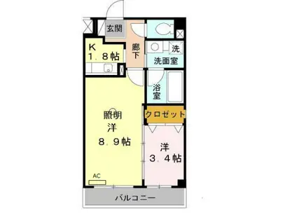 アクアライブラ(2K/1階)の間取り写真