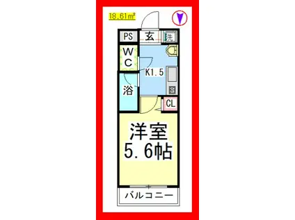 セリーヌ中央林間(1K/2階)の間取り写真