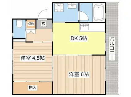 ビレッジハウス五個荘1号棟(2DK/1階)の間取り写真