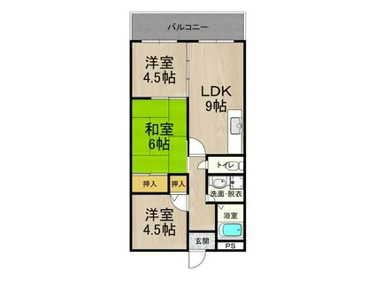 カーサフィオーレ弐番館(3LDK/4階)の間取り写真