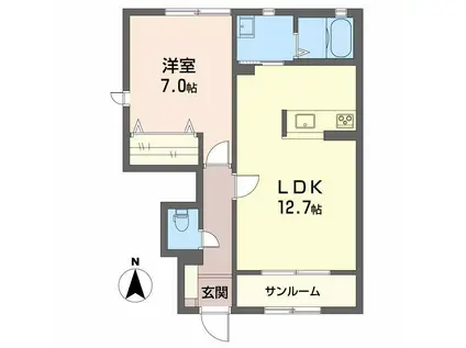 ノースアベニューA(1LDK/1階)の間取り写真