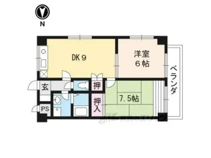 ハイツあだかみ(2LDK/1階)の間取り写真