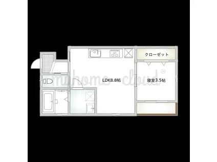 岩伸リバーコート住吉(1LDK/1階)の間取り写真
