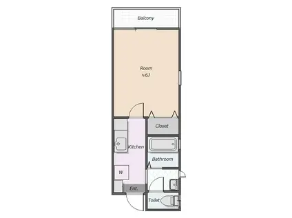 Kハイツ(1K/1階)の間取り写真