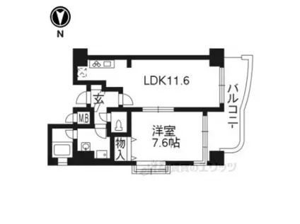 DELEAD河原町(1LDK/8階)の間取り写真