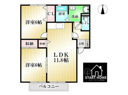 ファミール千鳥ヶ浜(2LDK/1階)の間取り写真