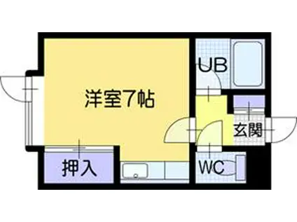 カーサオーロックスⅡ(ワンルーム/2階)の間取り写真