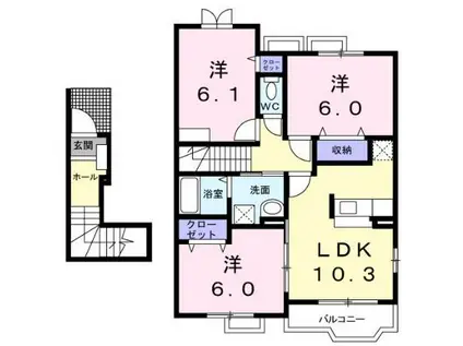N&YアベニューG・H(3LDK/2階)の間取り写真