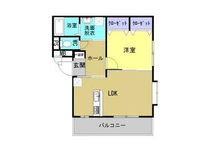 シエースタ・ひなたII(1LDK/4階)の間取り写真