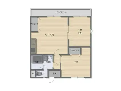 ルーミング別府(2LDK/7階)の間取り写真