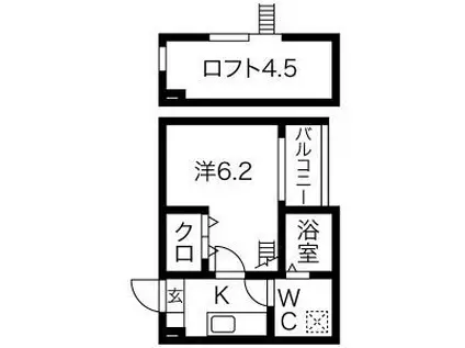 ソナトーレ小幡南(1K/1階)の間取り写真