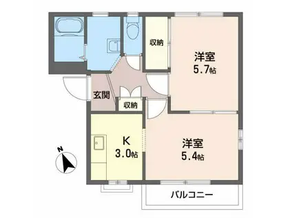 グランドメゾン(2K/2階)の間取り写真