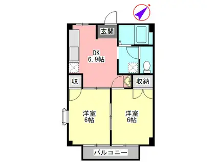 グリーンハイツ(2DK/2階)の間取り写真