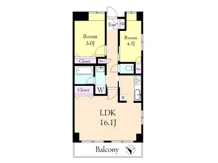 プチフォンテーヌ(2LDK/6階)の間取り写真