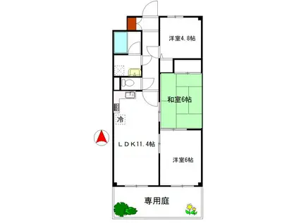 ワコーレ大宮大和田(3LDK/1階)の間取り写真