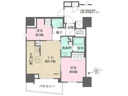 ザ・パークハウス品川荏原中延(2LDK/8階)の間取り写真