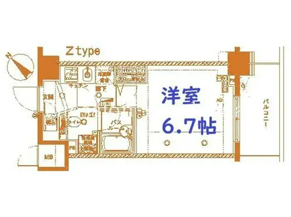 フェニックス横濱関内BAY GAIA(1K/10階)の間取り写真