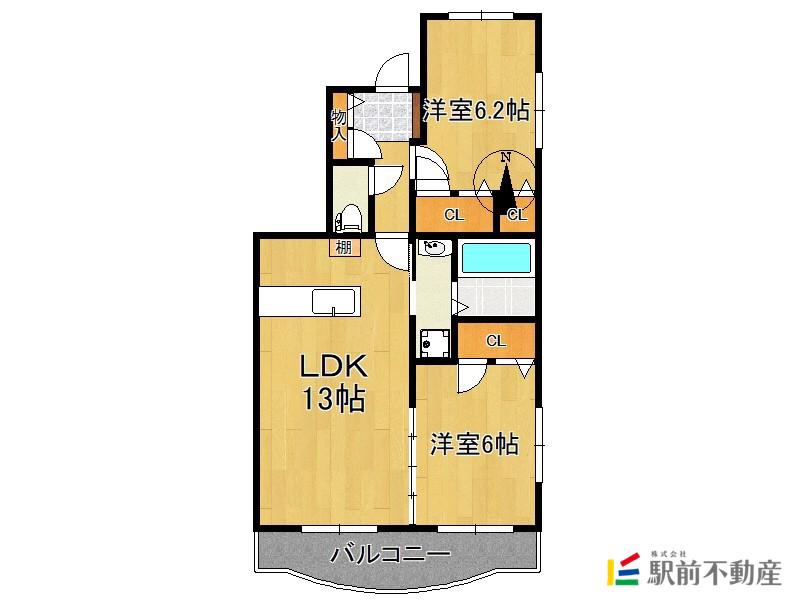 グランディア(2LDK/2階)の間取り写真
