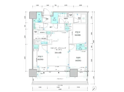 パークタワー勝どき ミッド棟(3LDK/22階)の間取り写真