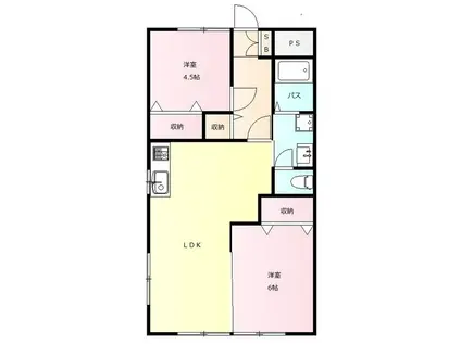 ハイツイナバ(2LDK/2階)の間取り写真