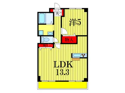 シャイネン市川(1LDK/2階)の間取り写真