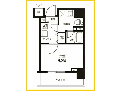 MAIN-STAGE横濱ポートサイド(1K/4階)の間取り写真