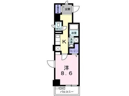 アルカサル中央通(1K/2階)の間取り写真