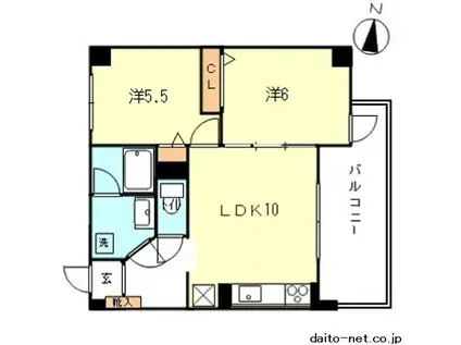 リバーストーン音羽(2LDK/5階)の間取り写真