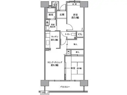 TS GARDEN 清瀬(3LDK/5階)の間取り写真
