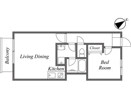 エバーグリーン(1LDK/3階)の間取り写真