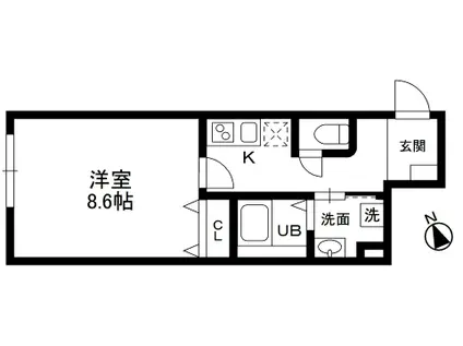 コンポジット門前仲町(1K/2階)の間取り写真