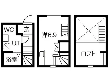 バステトこがね(1SK/2階)の間取り写真