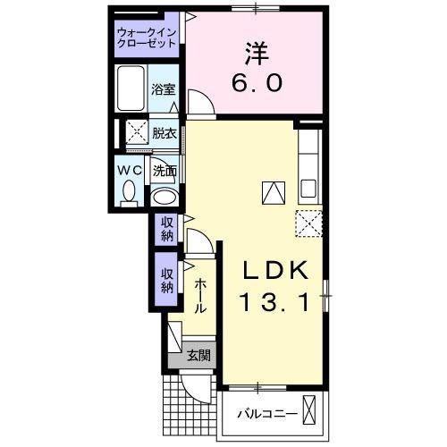 ミニョン・ア・ラ・モードA(1LDK/1階)の間取り写真