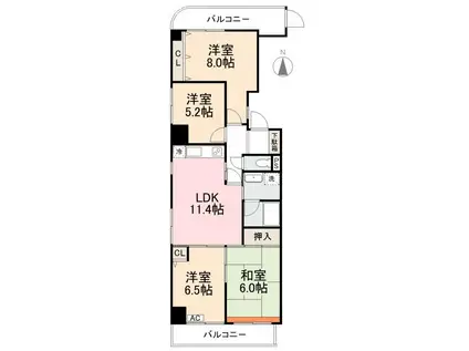第1星野ビル(4LDK/6階)の間取り写真