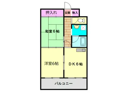 DIO‐HORI I号棟(2DK/3階)の間取り写真