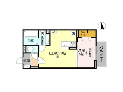 マーレ・カルモ(1LDK/2階)の間取り写真