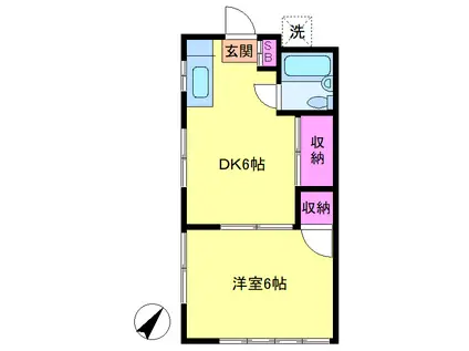 サニーハイツ(1DK/2階)の間取り写真