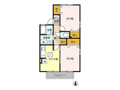 アメニティ名倉E(2DK/2階)の間取り写真