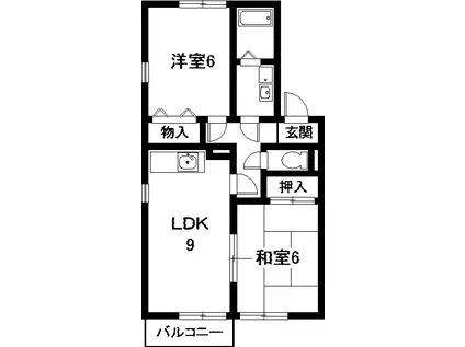 スプリングヴィレッジ(2LDK/1階)の間取り写真