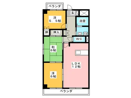 オークランド25(3LDK/4階)の間取り写真