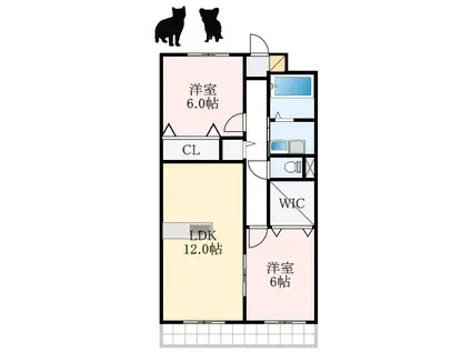 ソレアードII(2LDK/3階)の間取り写真
