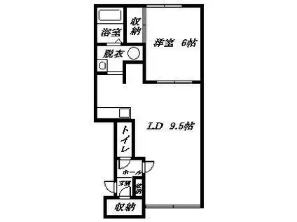 ベラーノD棟(1LDK/1階)の間取り写真